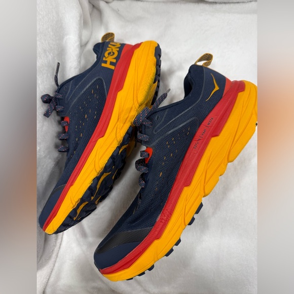 HOKA ONE ONE  CHALLENGER ATR 6 Navy/Orange  and Red Athletic Shoes Size 9.5 - Picture 4 of 9